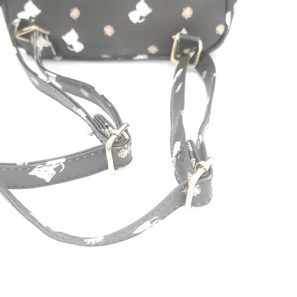 ​Underonesky Black Backpack Purse with White Kitties & Front Zipper Pocket NEW - Picture 4 of 8